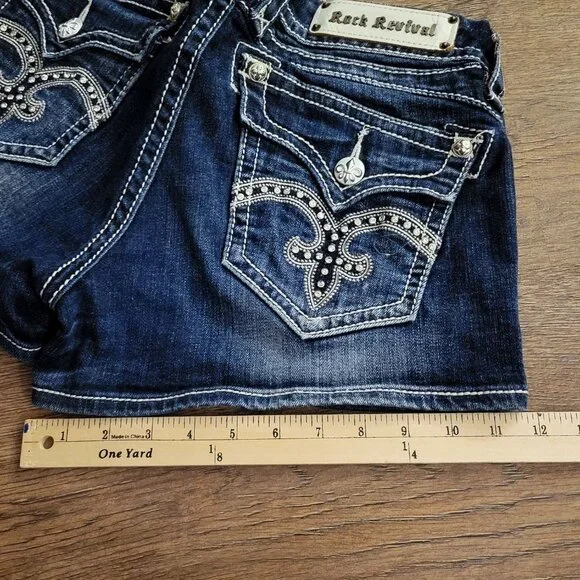Rock Revival SASHA H32 Shorts Women's Size 29 Bling Pocket Flaps Thick Stitch - Picture 12 of 15